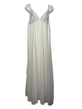 Vintage 70s Tosca Lingerie Maxi Nightgown Size M White Satin Chiffon Overlay
